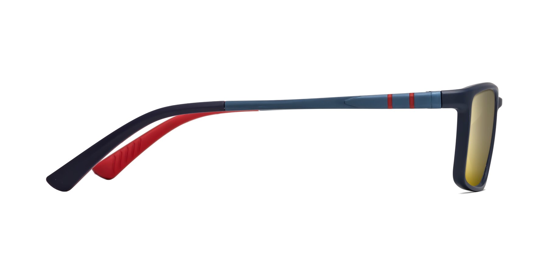 Side of Kordii in Matte Blue-Red with Gold Mirrored Lenses