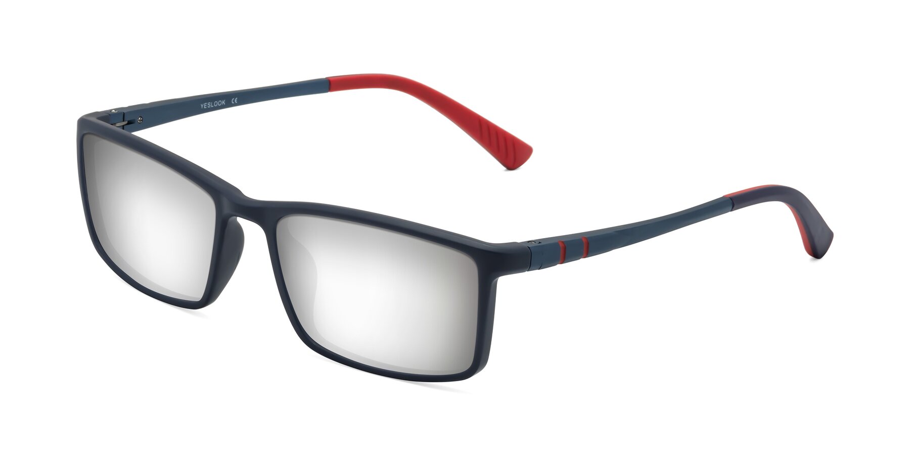 Angle of Kordii in Matte Blue-Red with Silver Mirrored Lenses