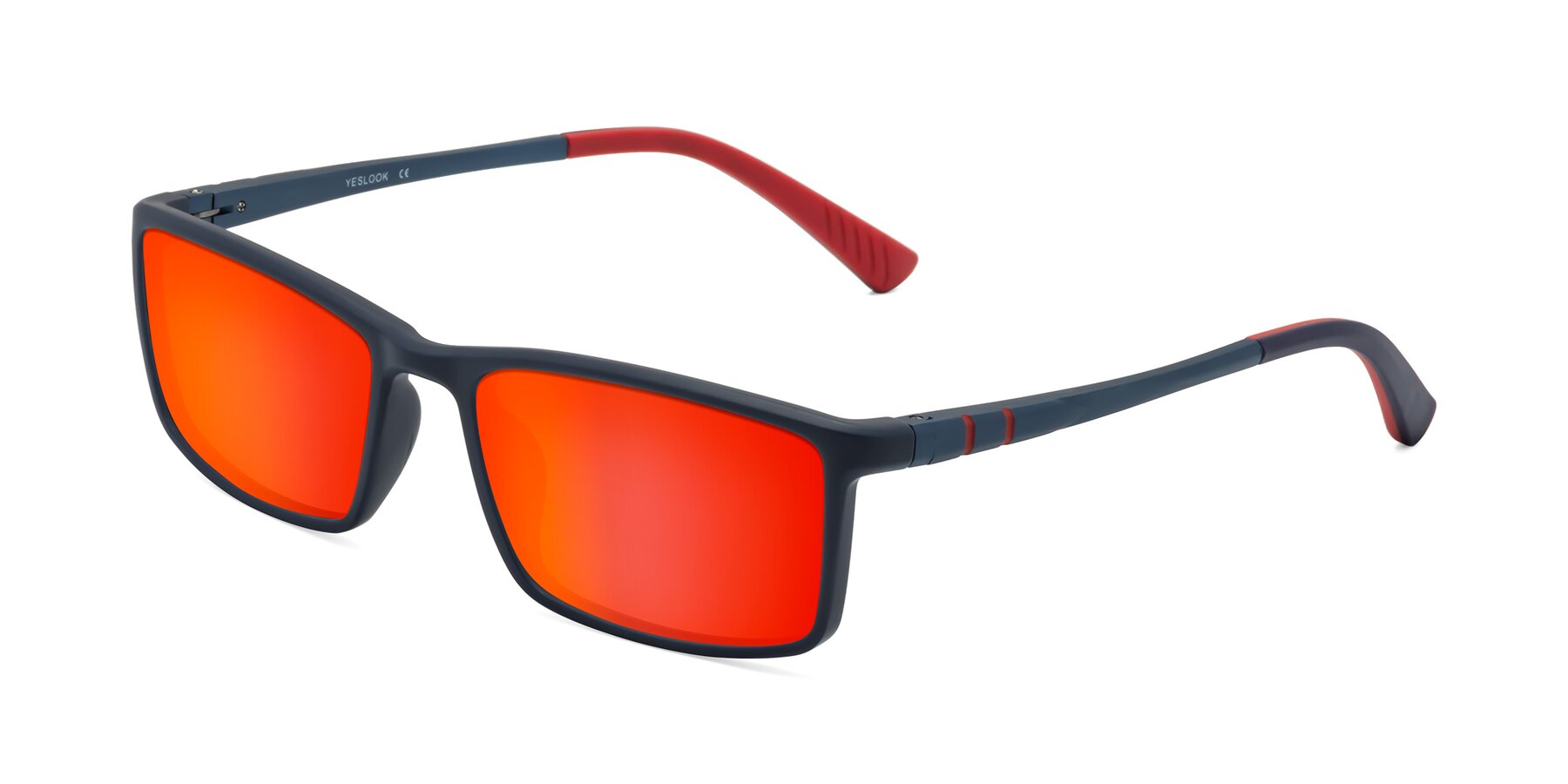 Angle of Kordii in Matte Blue-Red with Red Gold Mirrored Lenses