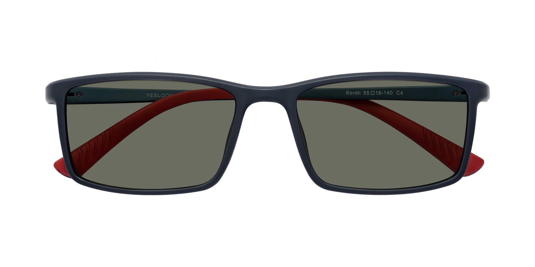 Folded Front of Kordii in Matte Blue-Red with Gray Polarized Lenses