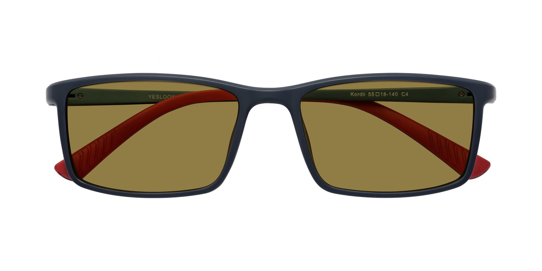 Folded Front of Kordii in Matte Blue-Red with Brown Polarized Lenses