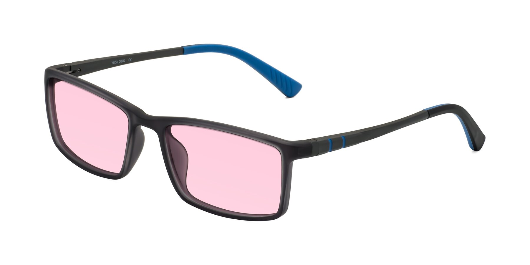 Angle of Kordii in Matte Gray-Blue with Light Pink Tinted Lenses