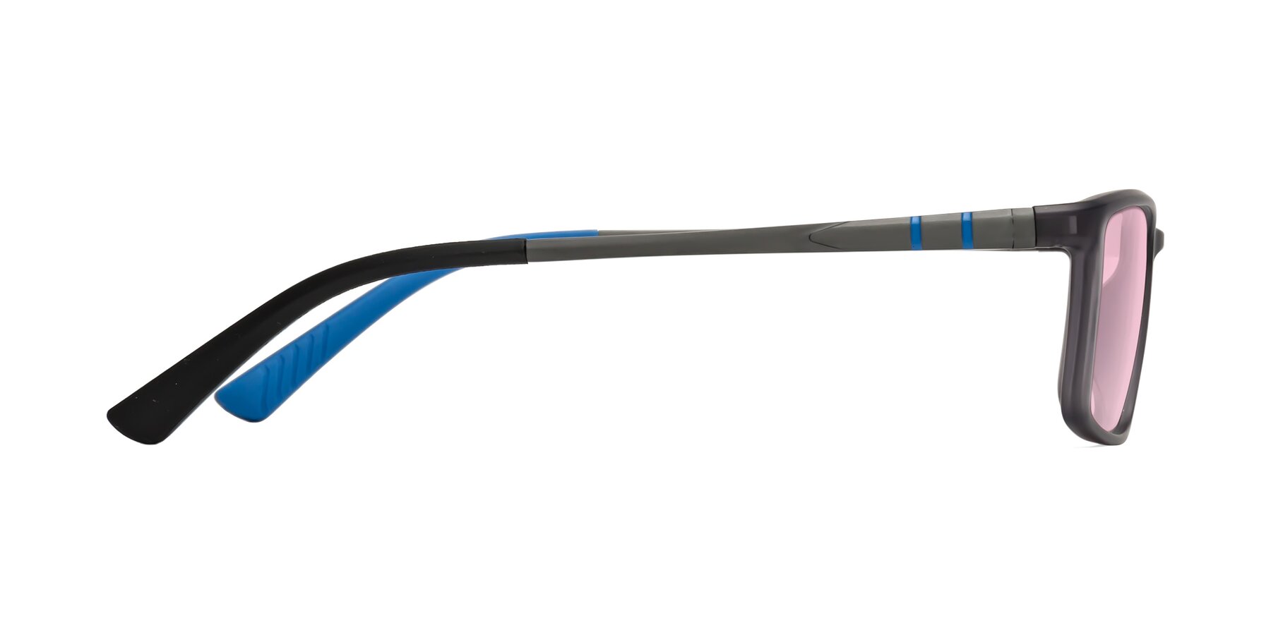 Side of Kordii in Matte Gray-Blue with Light Pink Tinted Lenses