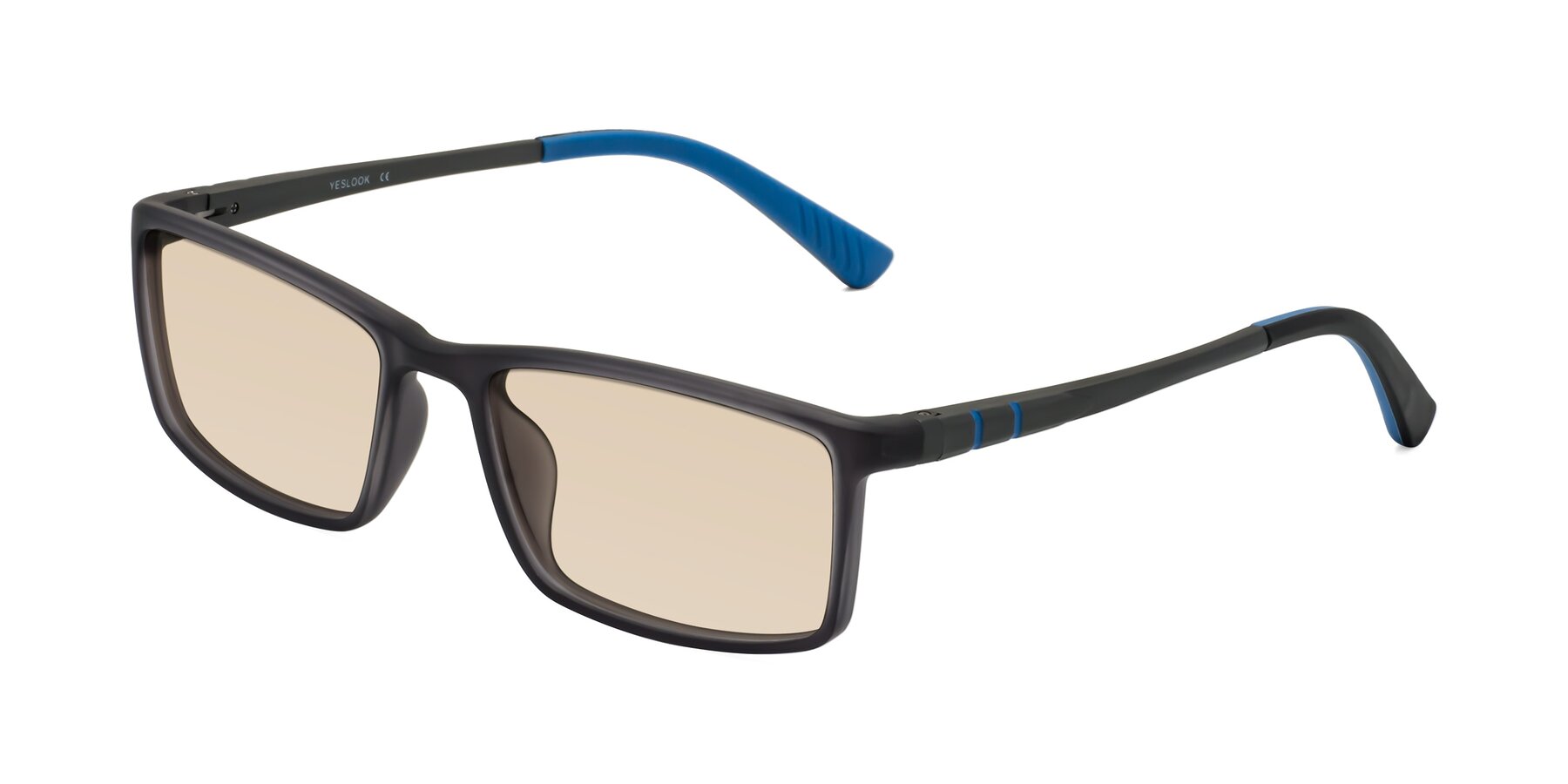 Angle of Kordii in Matte Gray-Blue with Light Brown Tinted Lenses