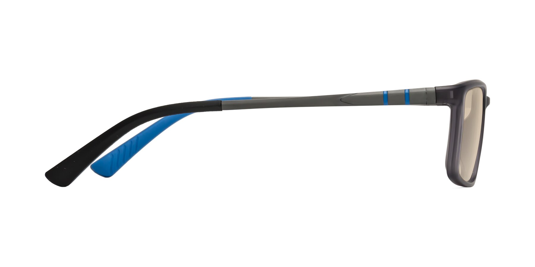 Side of Kordii in Matte Gray-Blue with Light Brown Tinted Lenses