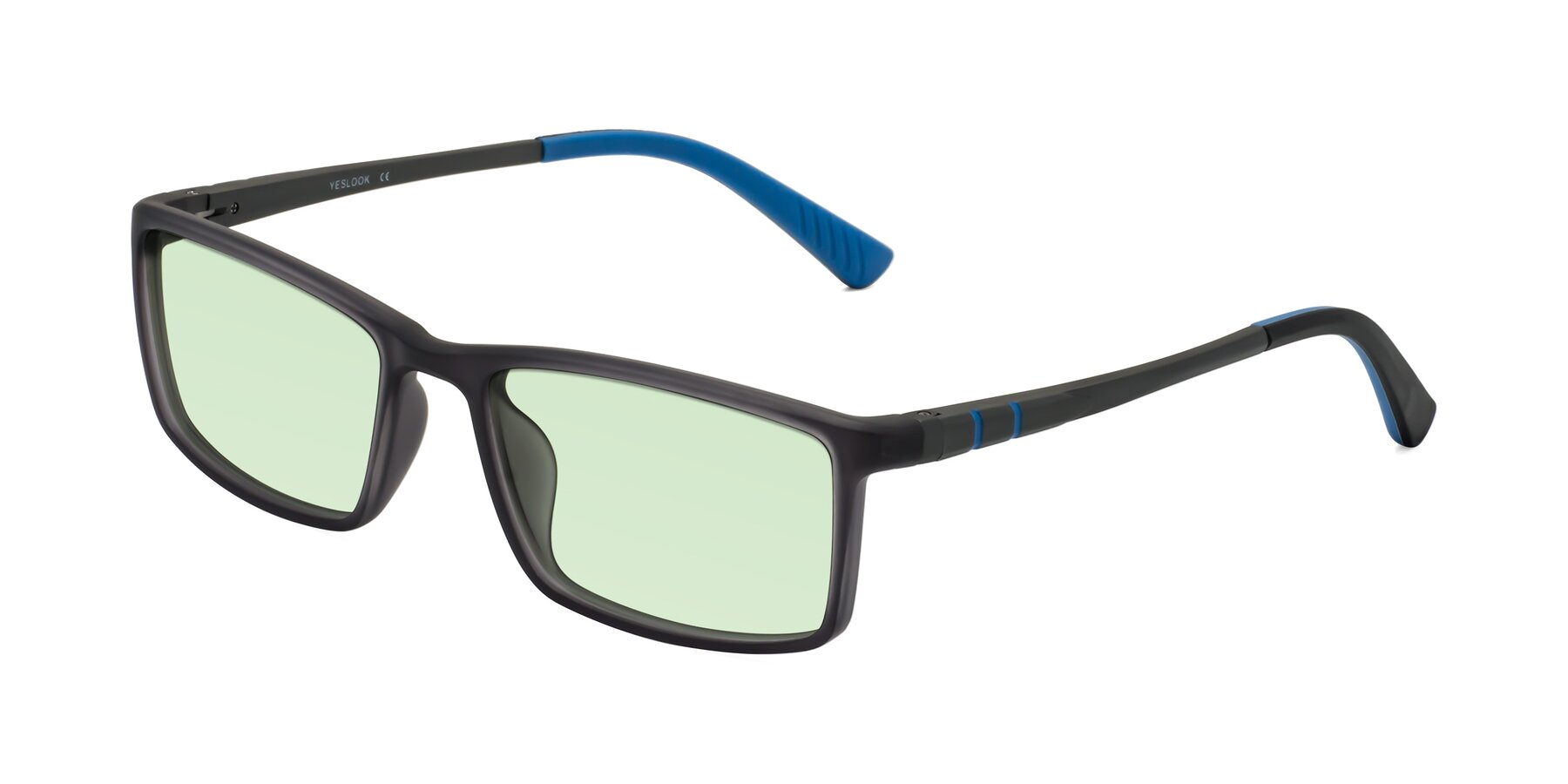 Angle of Kordii in Matte Gray-Blue with Light Green Tinted Lenses