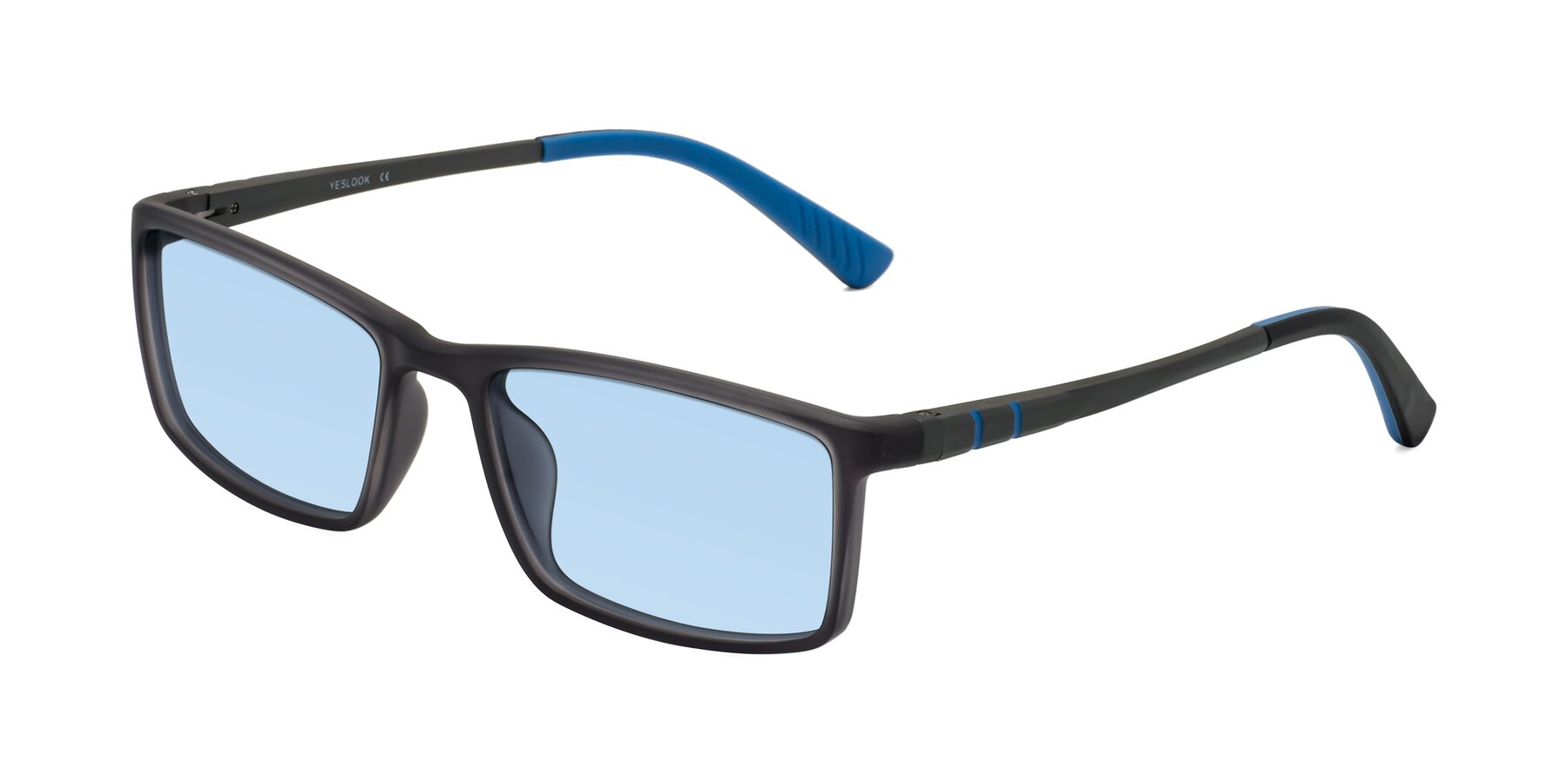 Angle of Kordii in Matte Gray-Blue with Light Blue Tinted Lenses
