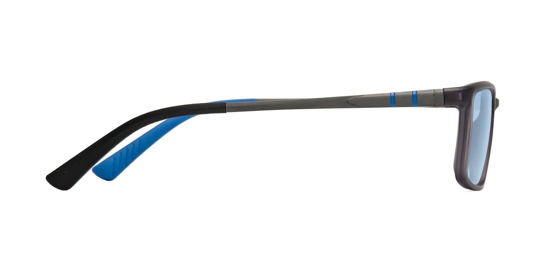 Side of Kordii in Matte Gray-Blue with Light Blue Tinted Lenses