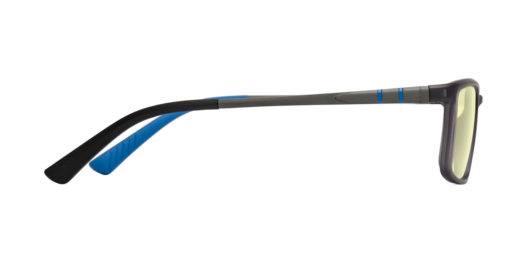 Side of Kordii in Matte Gray-Blue with Light Yellow Tinted Lenses