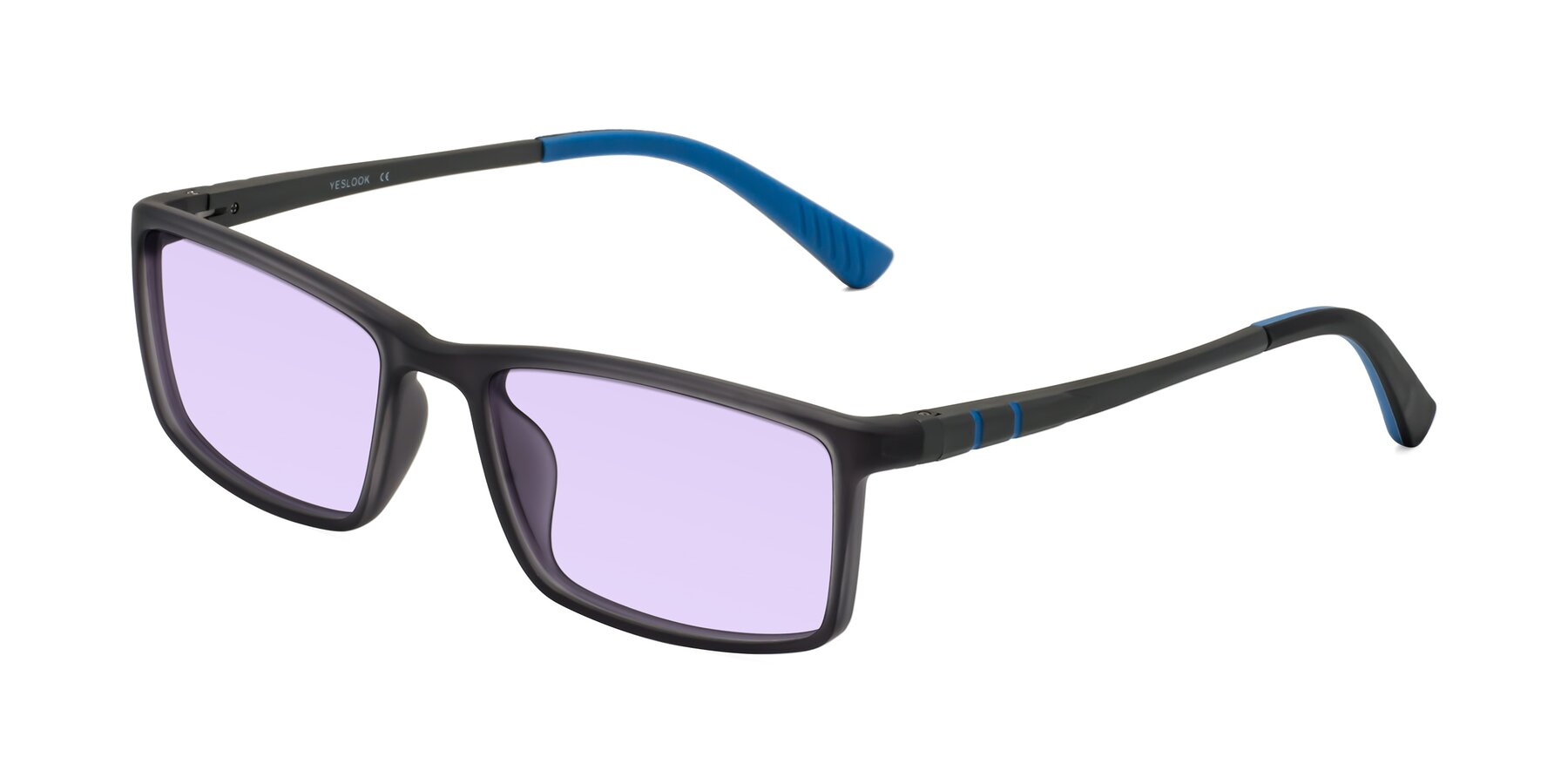 Angle of Kordii in Matte Gray-Blue with Light Purple Tinted Lenses