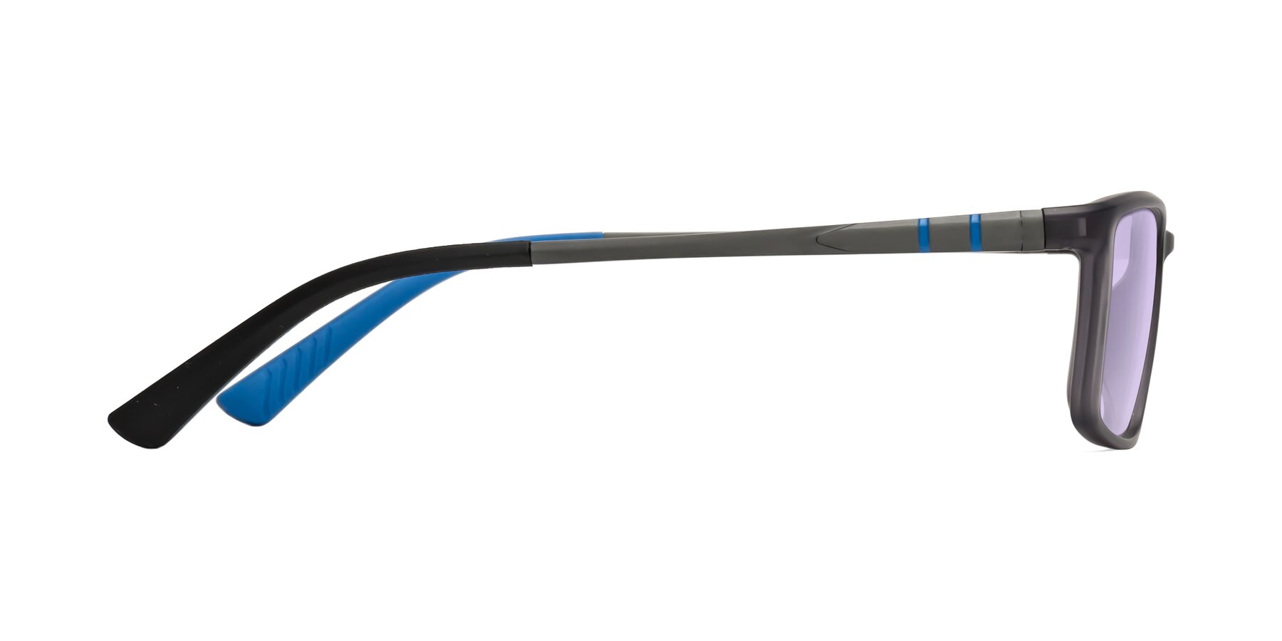 Side of Kordii in Matte Gray-Blue with Light Purple Tinted Lenses