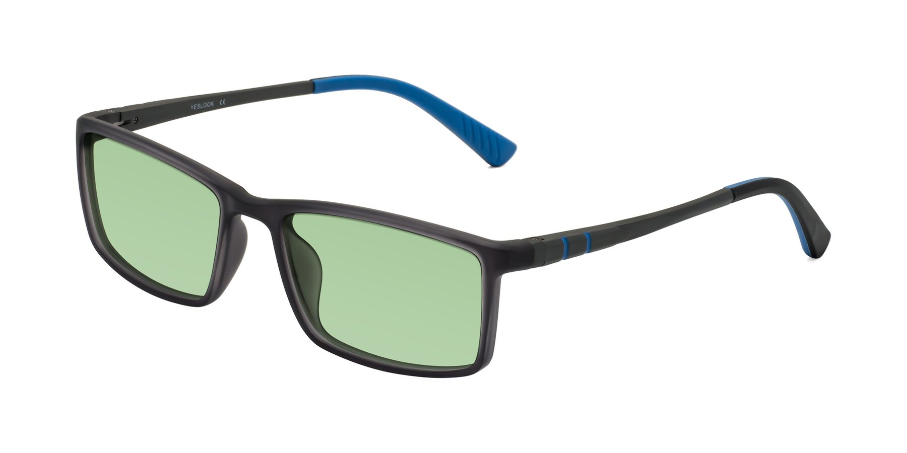 Angle of Kordii in Matte Gray-Blue with Medium Green Tinted Lenses