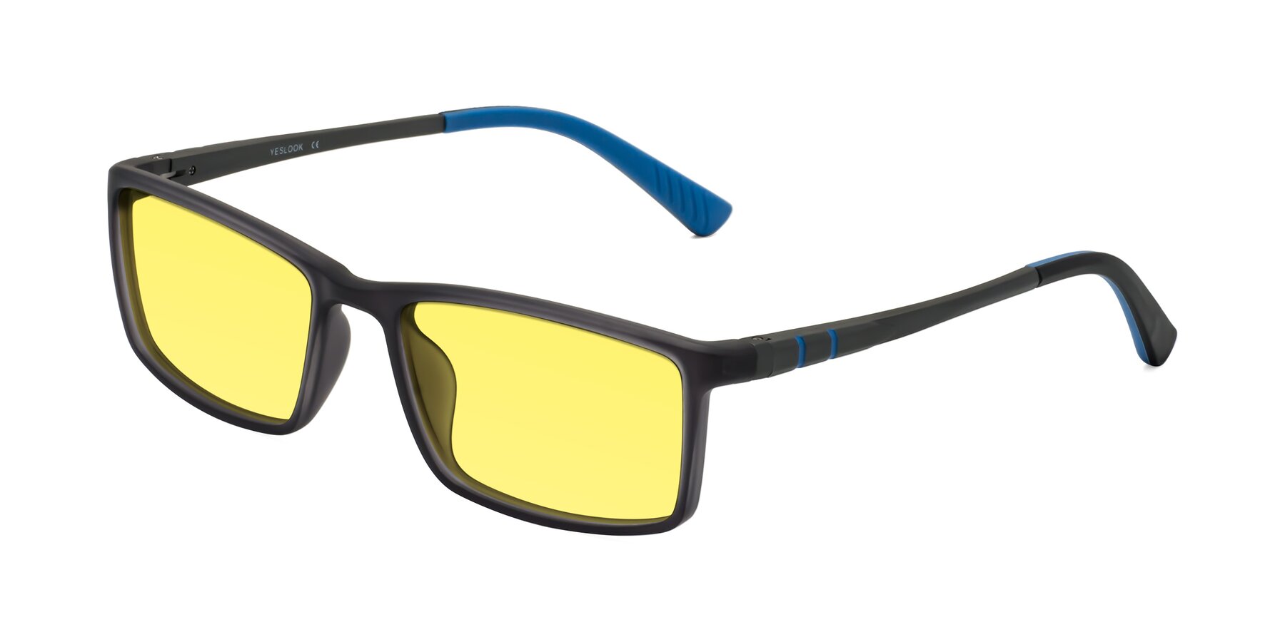 Angle of Kordii in Matte Gray-Blue with Medium Yellow Tinted Lenses
