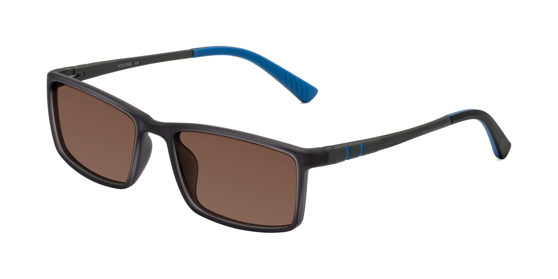 Angle of Kordii in Matte Gray-Blue with Brown Tinted Lenses