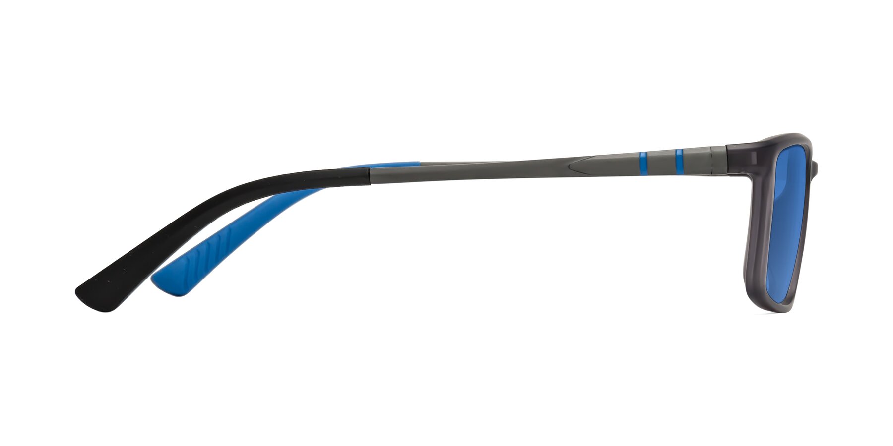 Side of Kordii in Matte Gray-Blue with Blue Tinted Lenses