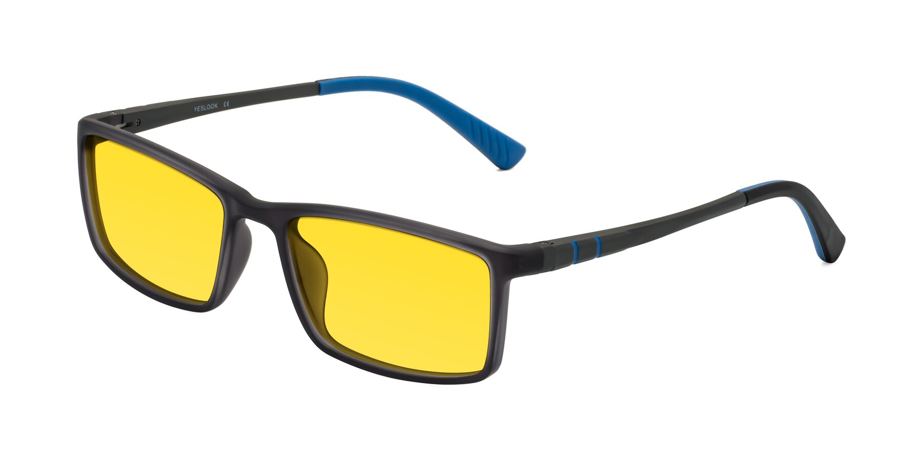 Angle of Kordii in Matte Gray-Blue with Yellow Tinted Lenses