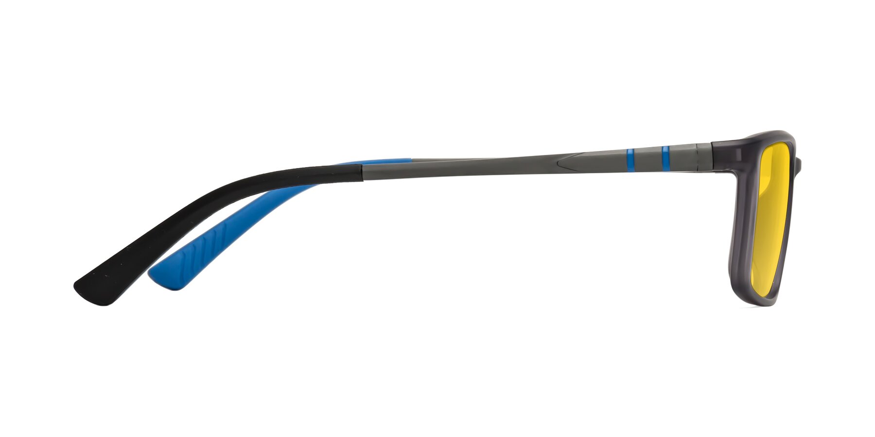 Side of Kordii in Matte Gray-Blue with Yellow Tinted Lenses
