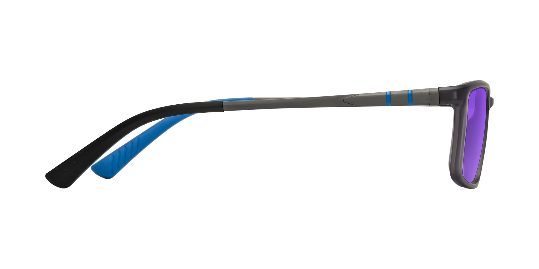 Side of Kordii in Matte Gray-Blue with Purple Tinted Lenses