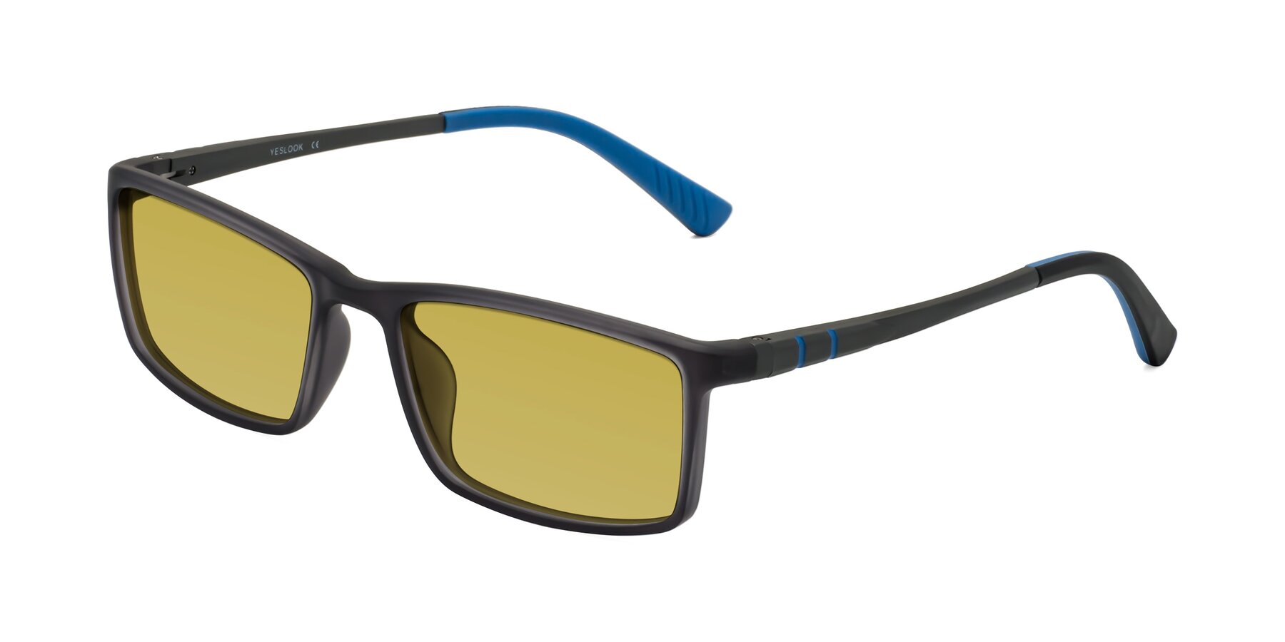 Angle of Kordii in Matte Gray-Blue with Champagne Tinted Lenses