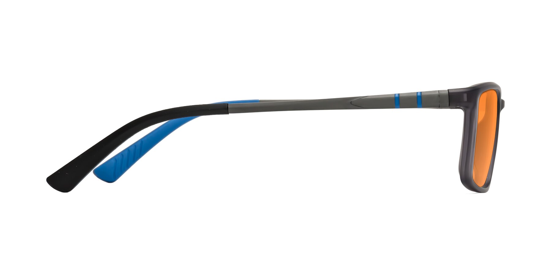 Side of Kordii in Matte Gray-Blue with Orange Tinted Lenses