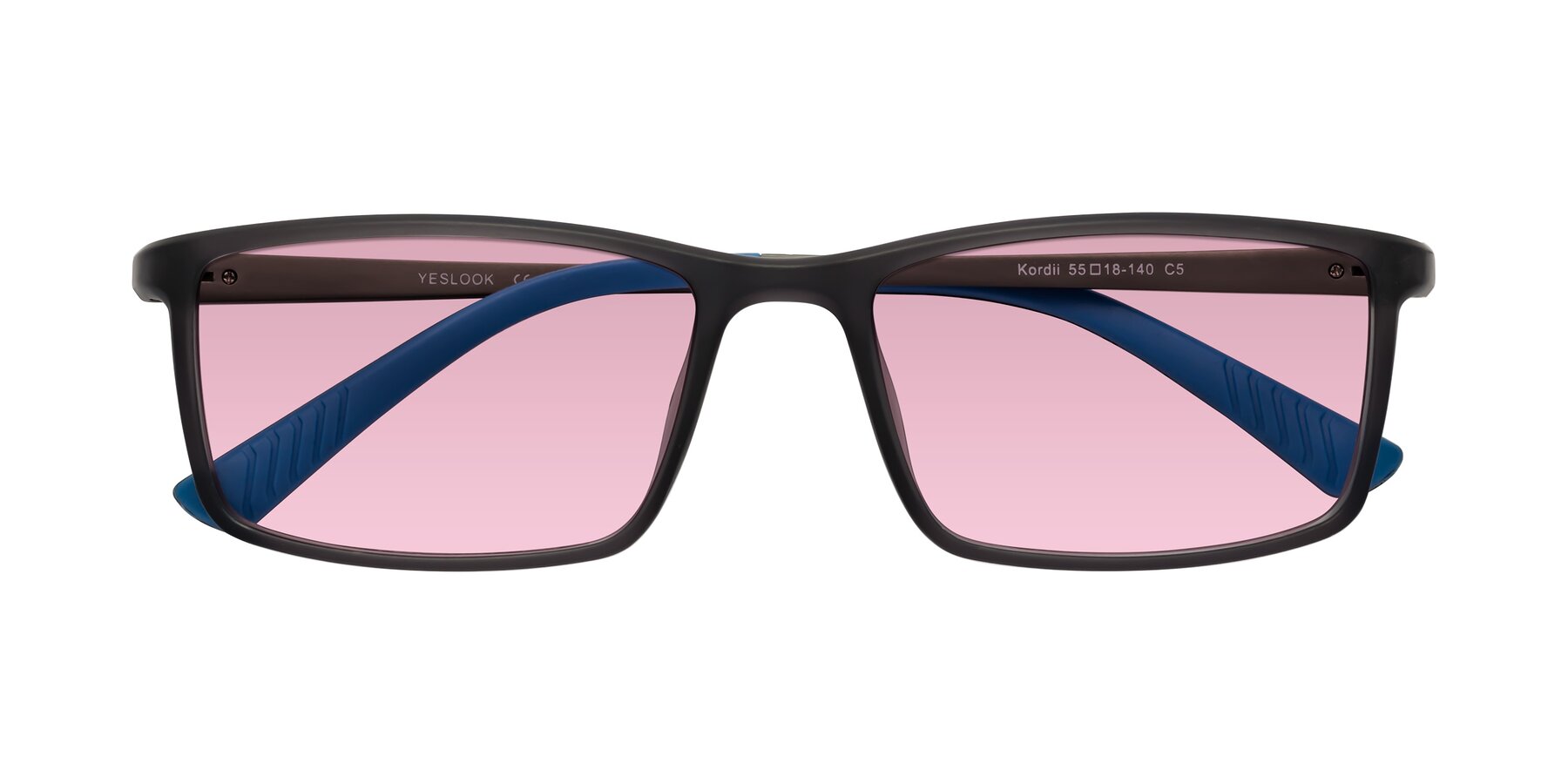 Folded Front of Kordii in Matte Gray-Blue with Light Wine Tinted Lenses