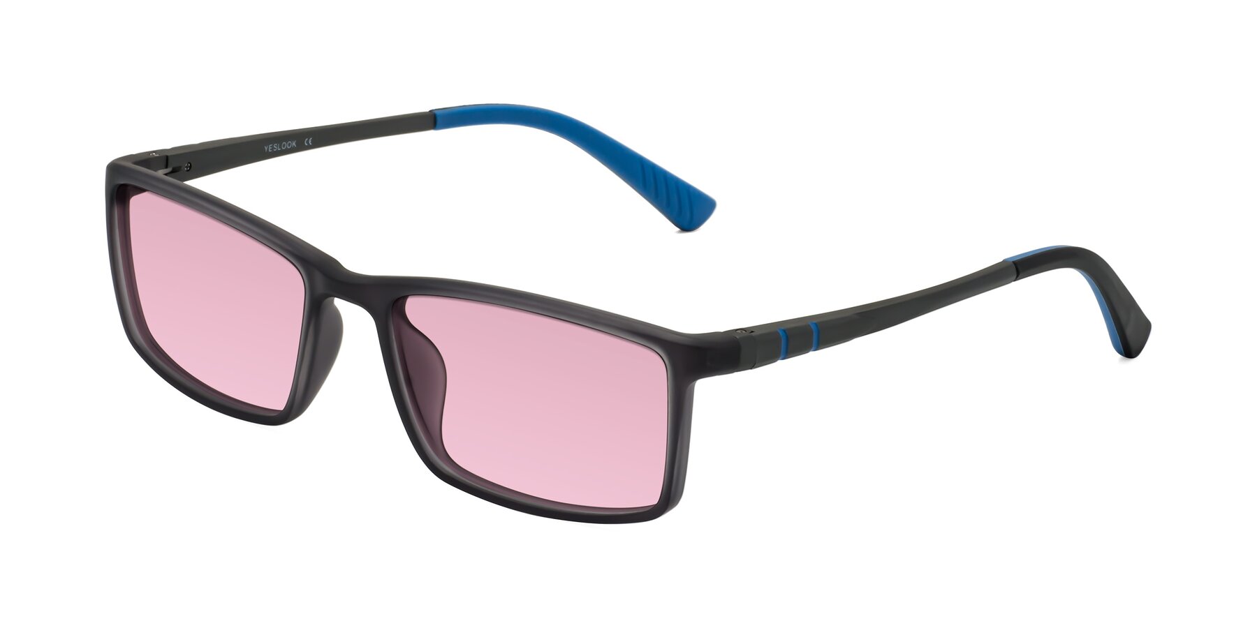 Angle of Kordii in Matte Gray-Blue with Light Wine Tinted Lenses