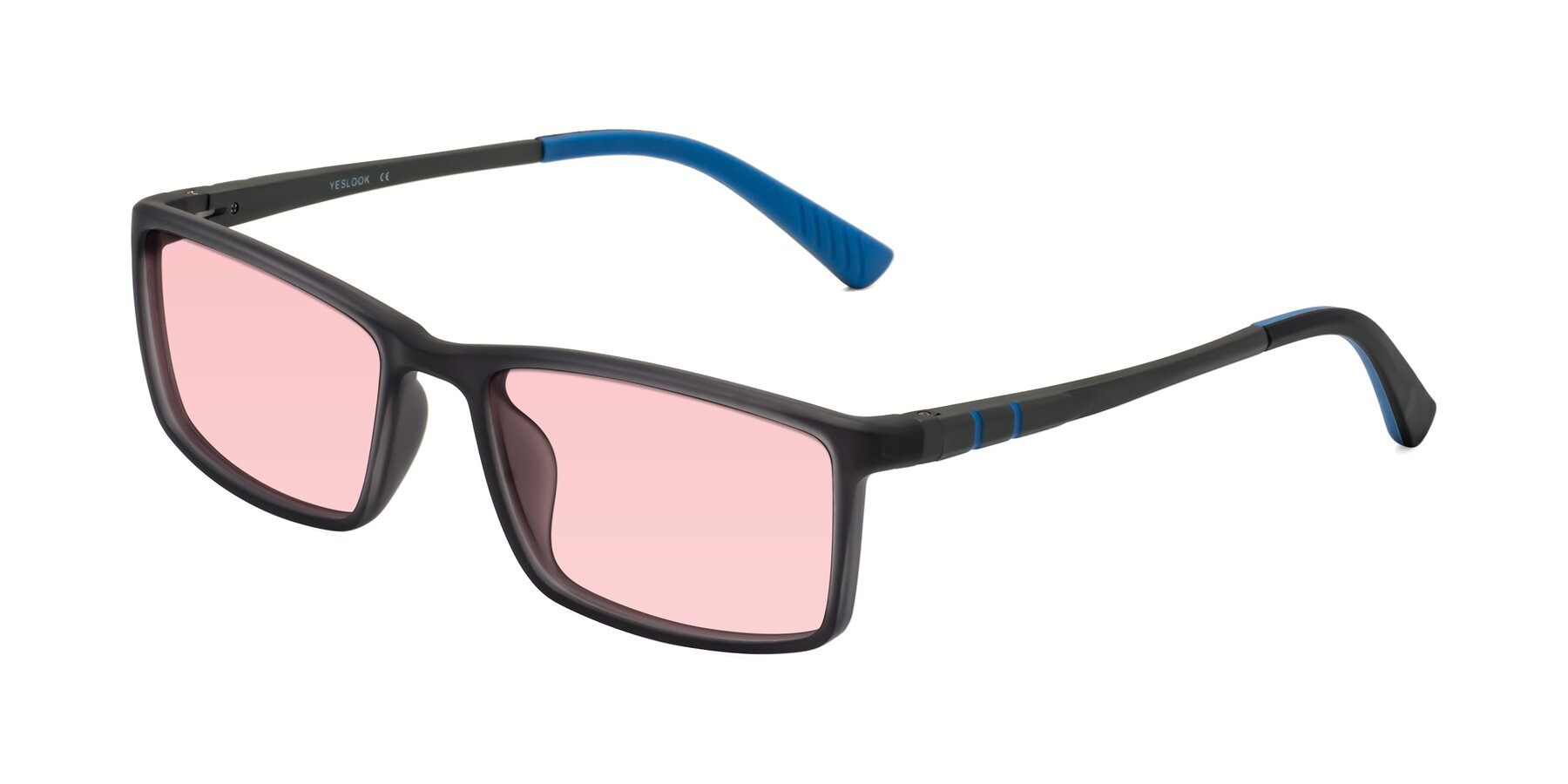 Angle of Kordii in Matte Gray-Blue with Light Garnet Tinted Lenses