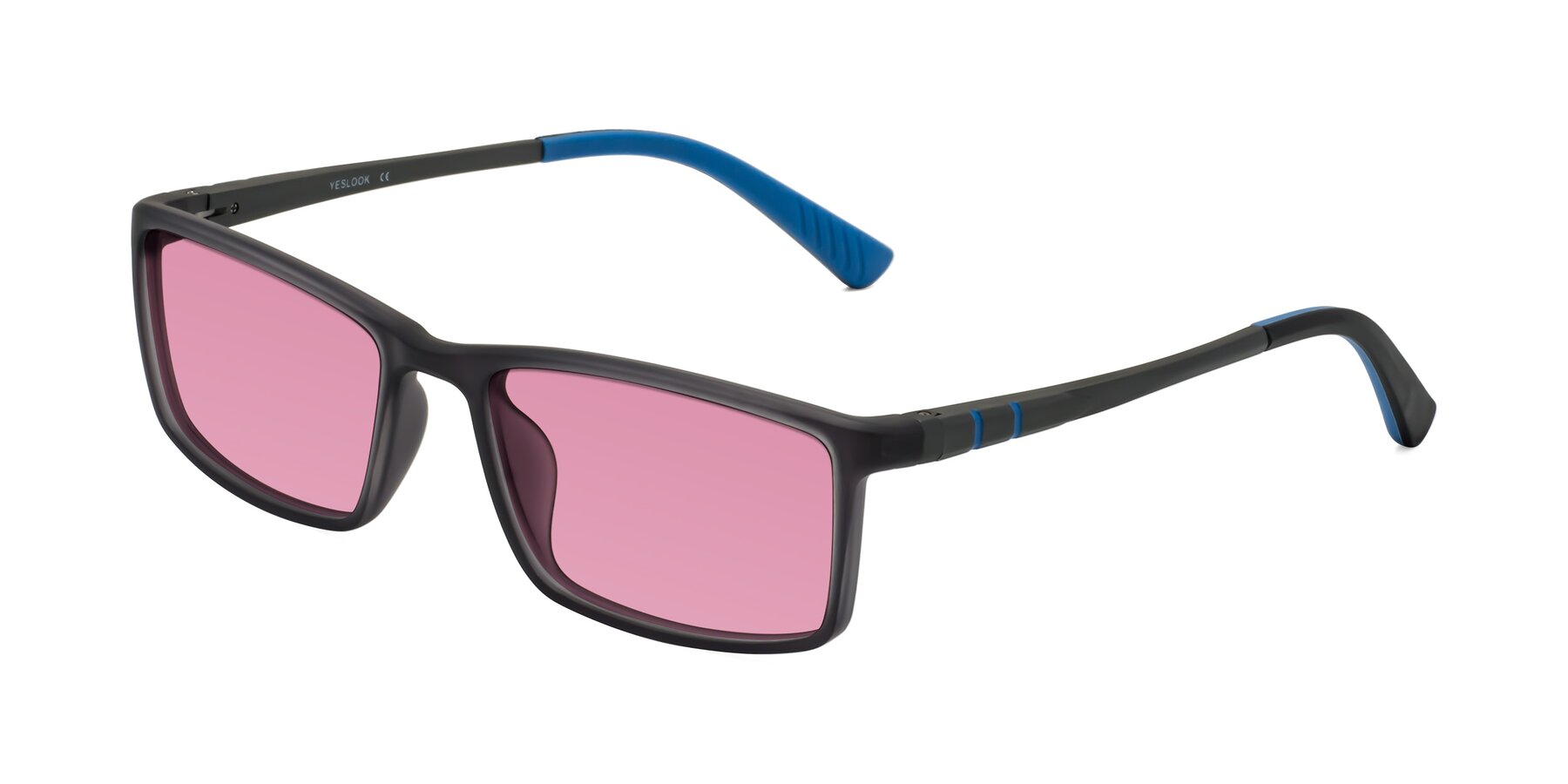 Angle of Kordii in Matte Gray-Blue with Medium Wine Tinted Lenses