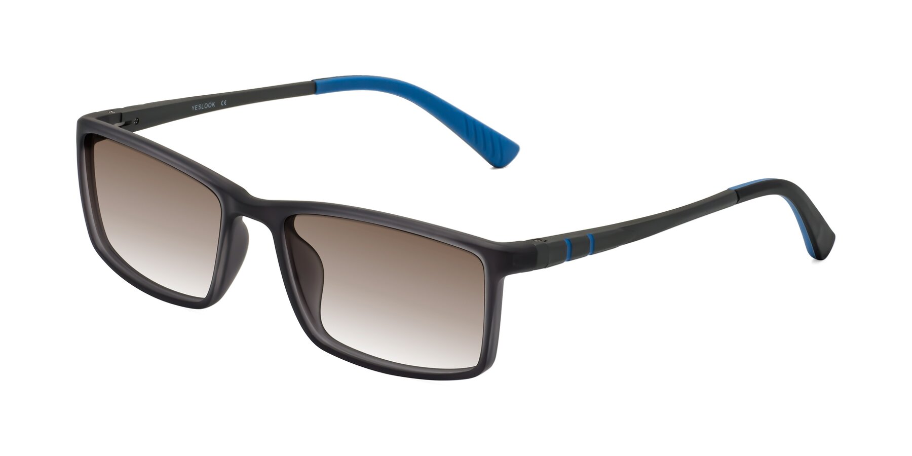 Angle of Kordii in Matte Gray/Blue with Brown Gradient Lenses