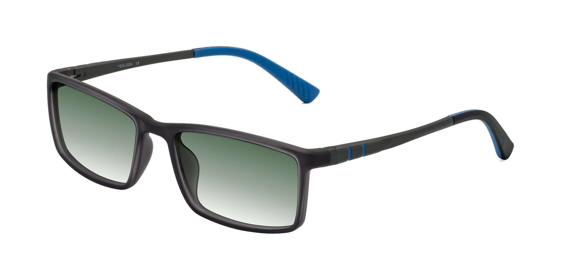 Angle of Kordii in Matte Gray/Blue with Green Gradient Lenses