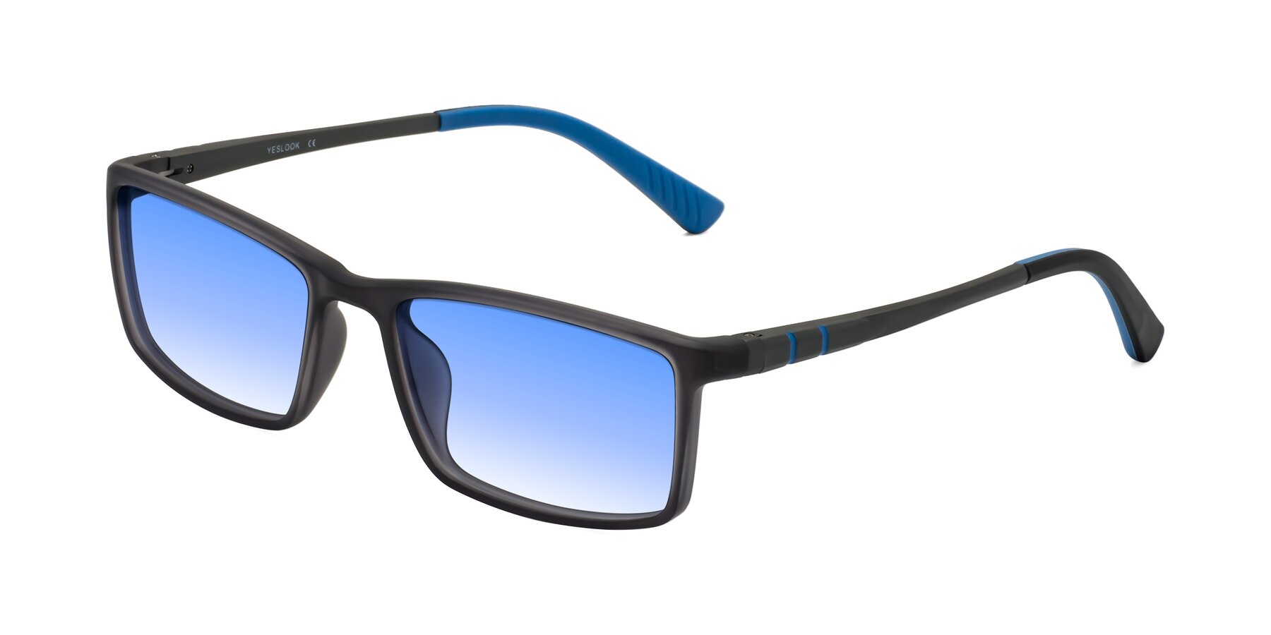 Angle of Kordii in Matte Gray/Blue with Blue Gradient Lenses