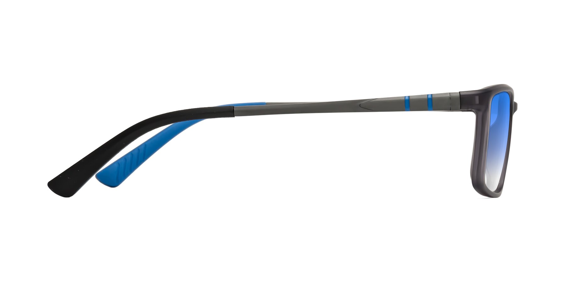 Side of Kordii in Matte Gray/Blue with Blue Gradient Lenses