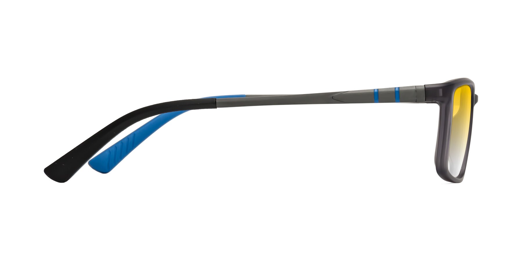 Side of Kordii in Matte Gray/Blue with Yellow Gradient Lenses