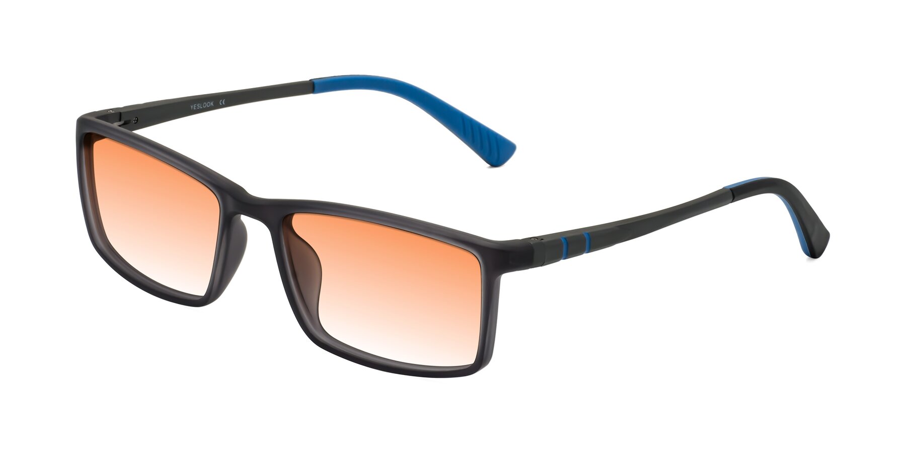 Angle of Kordii in Matte Gray/Blue with Orange Gradient Lenses
