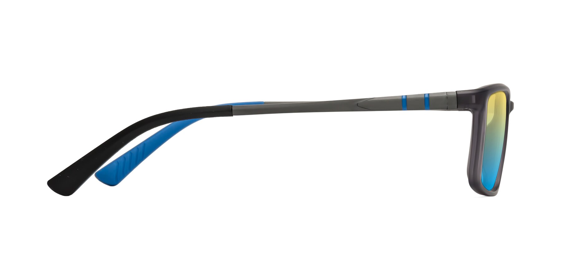 Side of Kordii in Matte Gray/Blue with Yellow / Blue Gradient Lenses