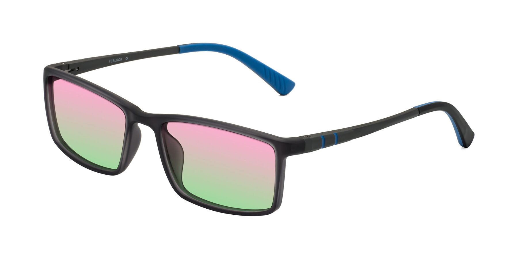 Angle of Kordii in Matte Gray/Blue with Pink / Green Gradient Lenses