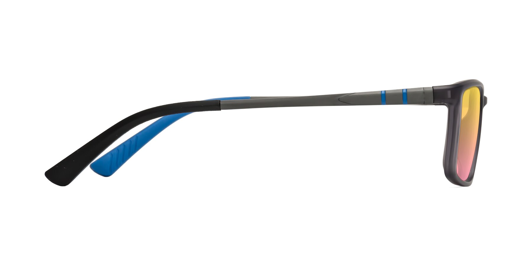 Side of Kordii in Matte Gray/Blue with Yellow / Pink Gradient Lenses