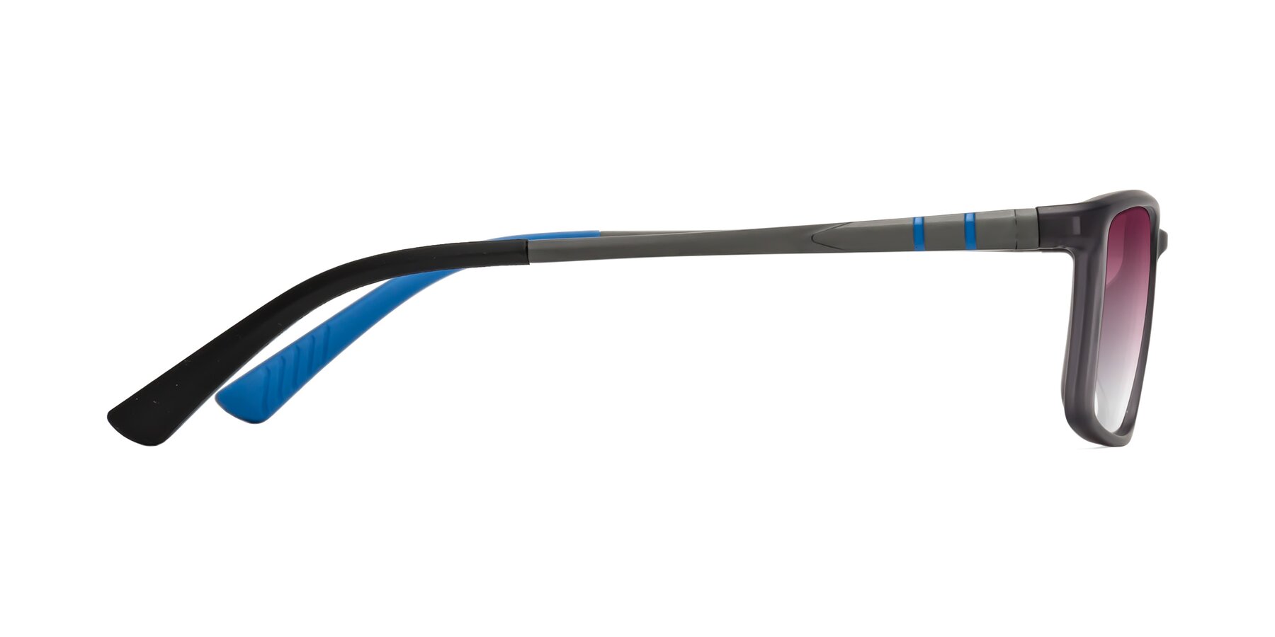 Side of Kordii in Matte Gray/Blue with Wine Gradient Lenses