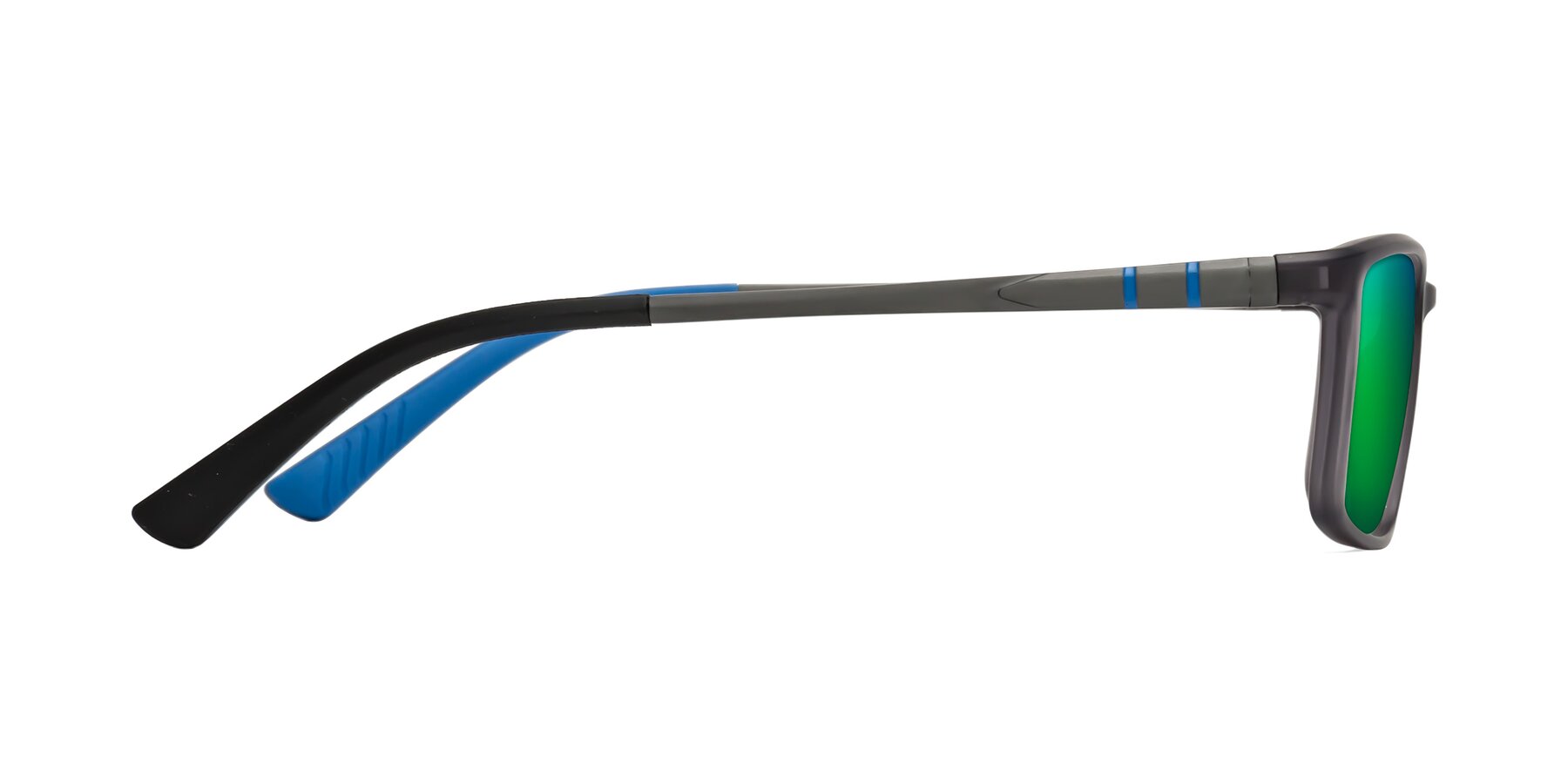 Side of Kordii in Matte Gray-Blue with Green Mirrored Lenses