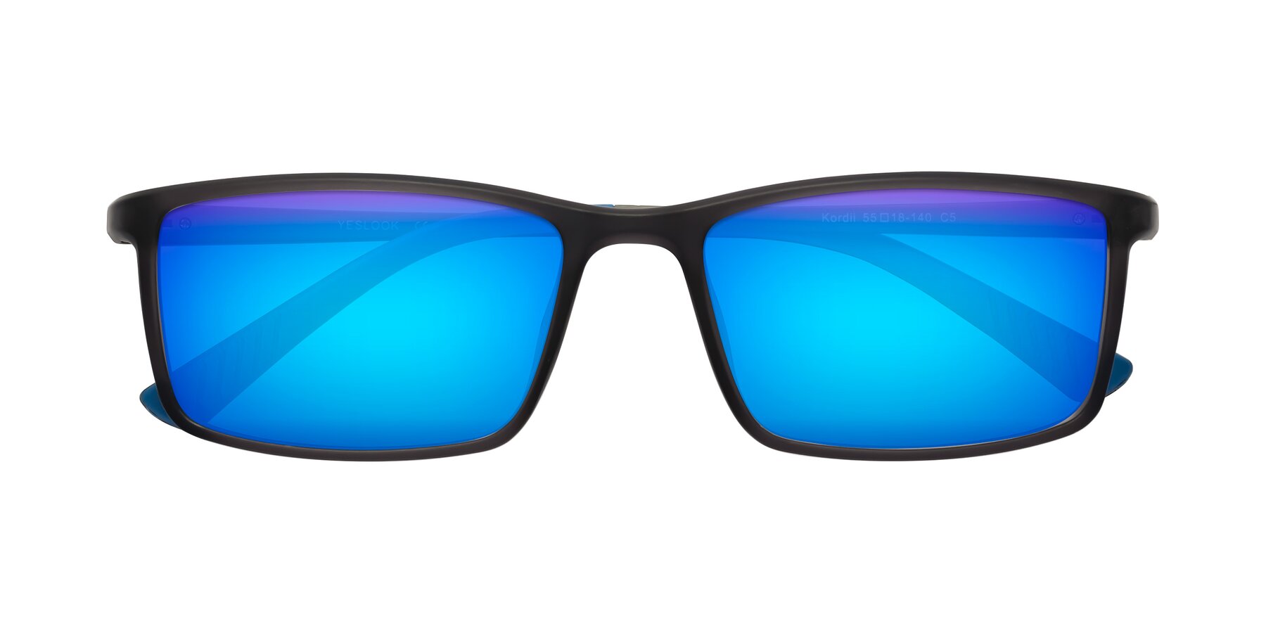 Folded Front of Kordii in Matte Gray/Blue with Blue Mirrored Lenses