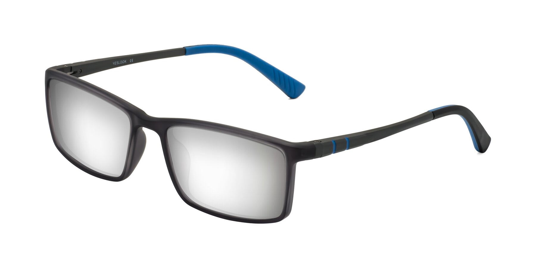 Angle of Kordii in Matte Gray-Blue with Silver Mirrored Lenses