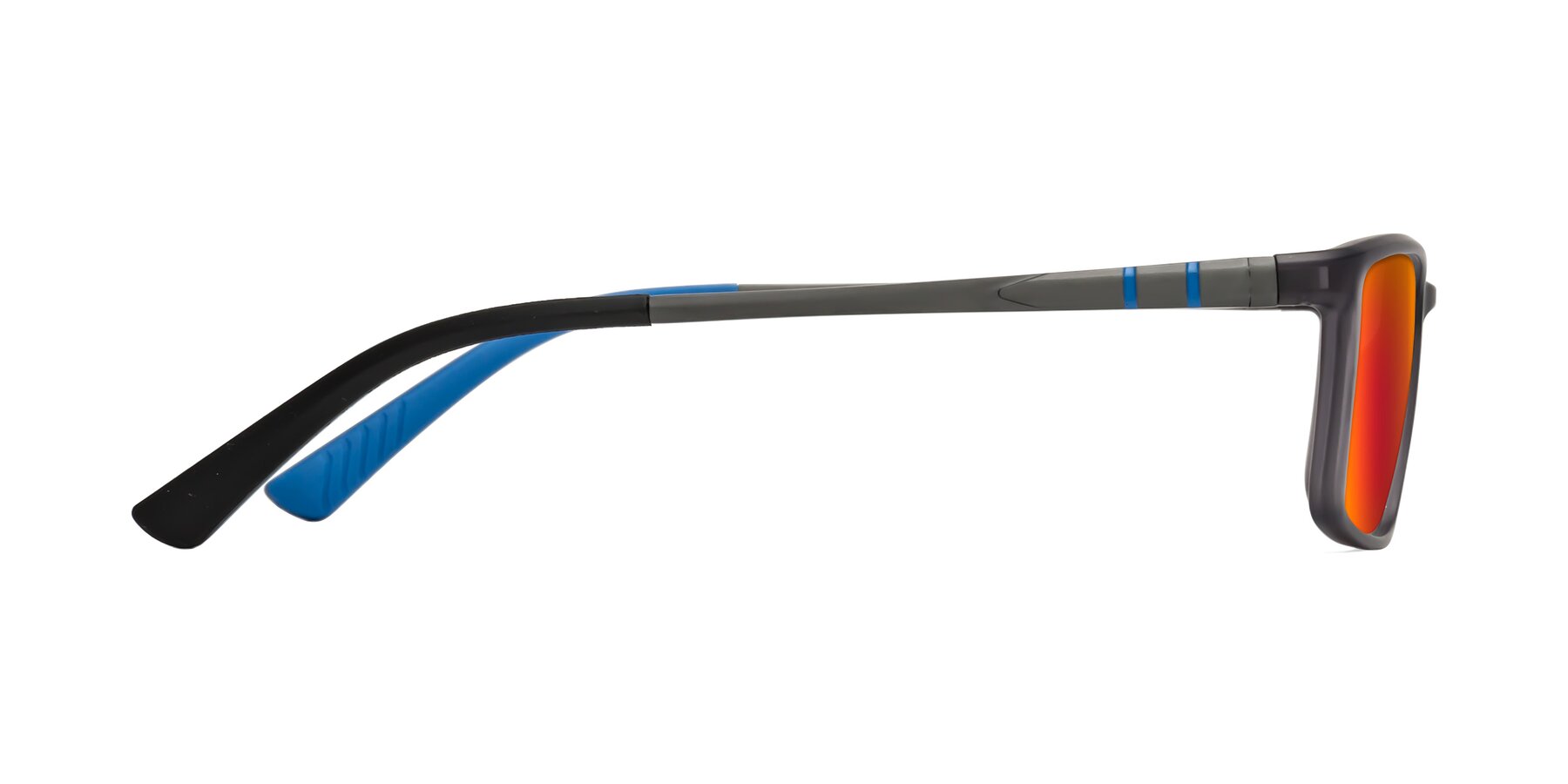 Side of Kordii in Matte Gray-Blue with Red Gold Mirrored Lenses