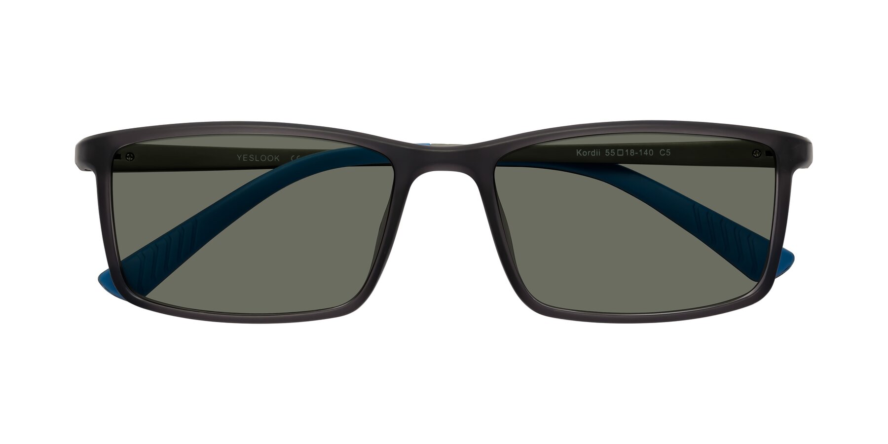 Folded Front of Kordii in Matte Gray-Blue with Gray Polarized Lenses