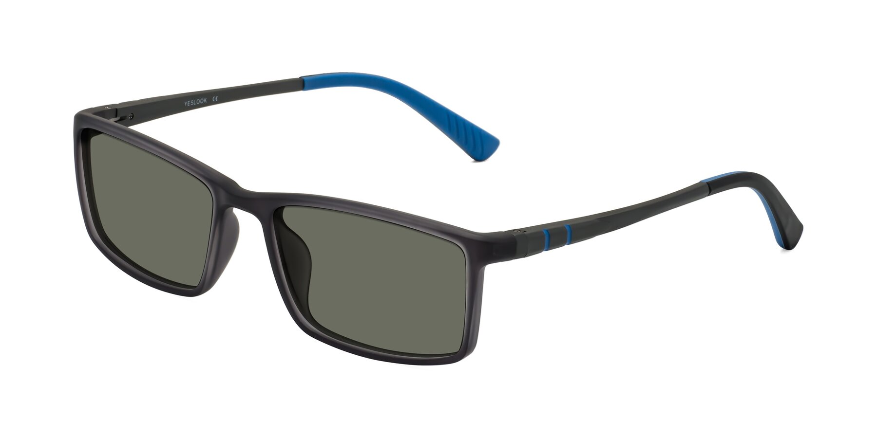 Angle of Kordii in Matte Gray-Blue with Gray Polarized Lenses