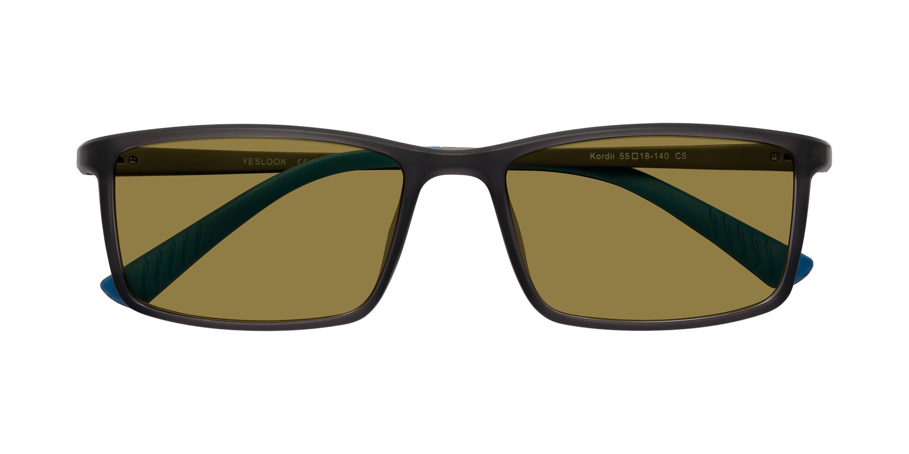 Folded Front of Kordii in Matte Gray-Blue with Brown Polarized Lenses