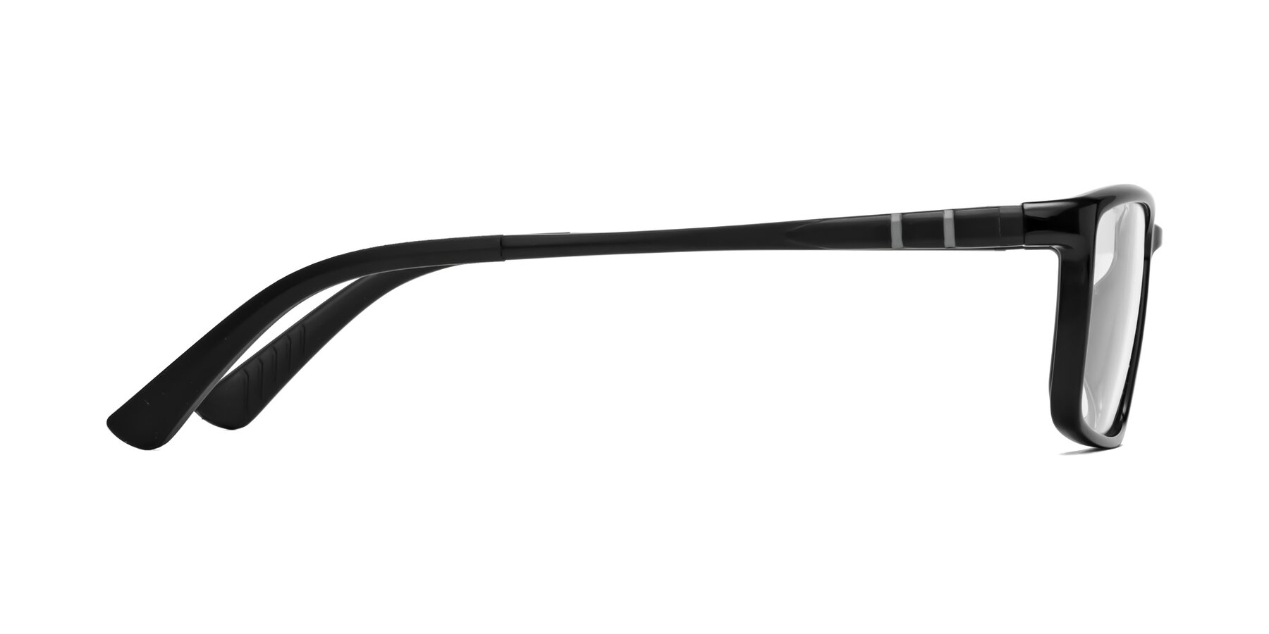 Side of Kordii in Black with Clear Eyeglass Lenses