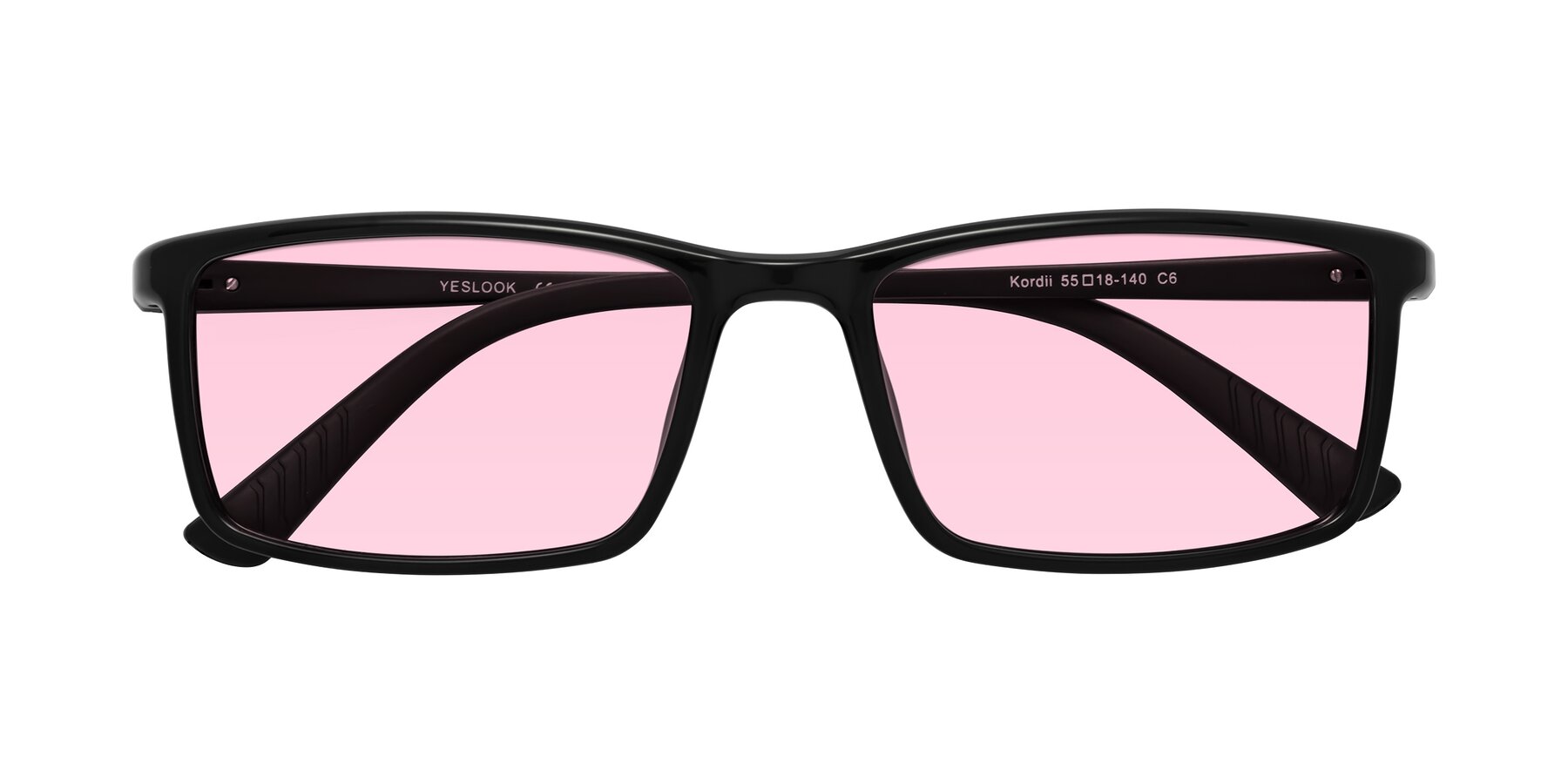 Folded Front of Kordii in Black with Light Pink Tinted Lenses