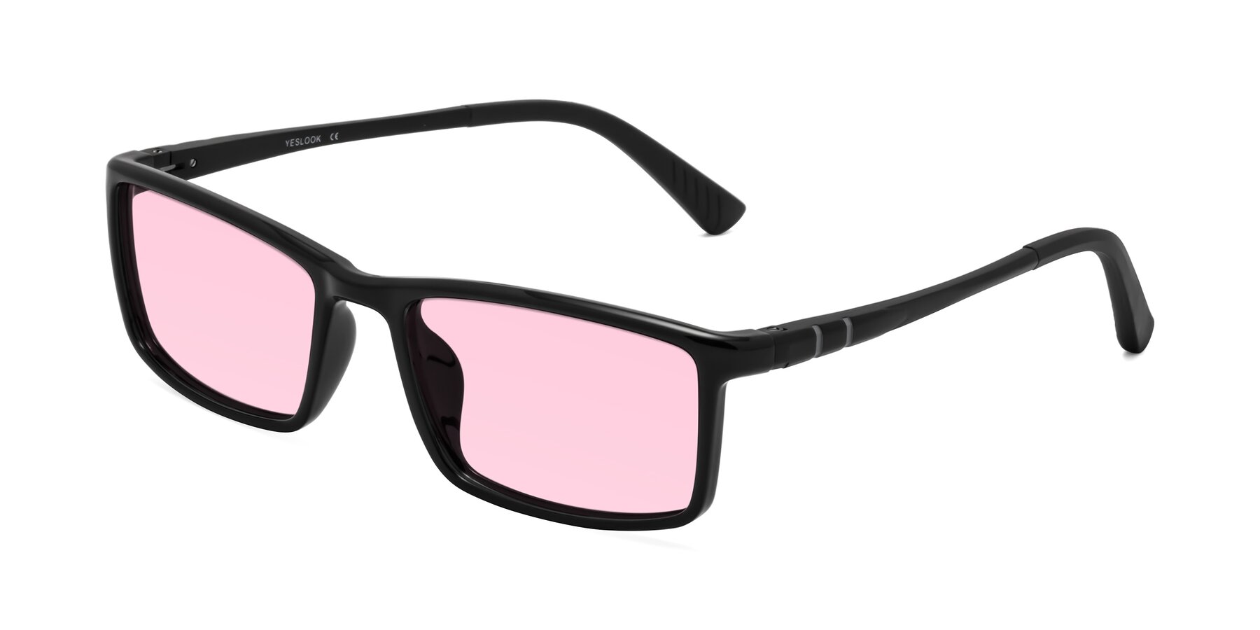 Angle of Kordii in Black with Light Pink Tinted Lenses