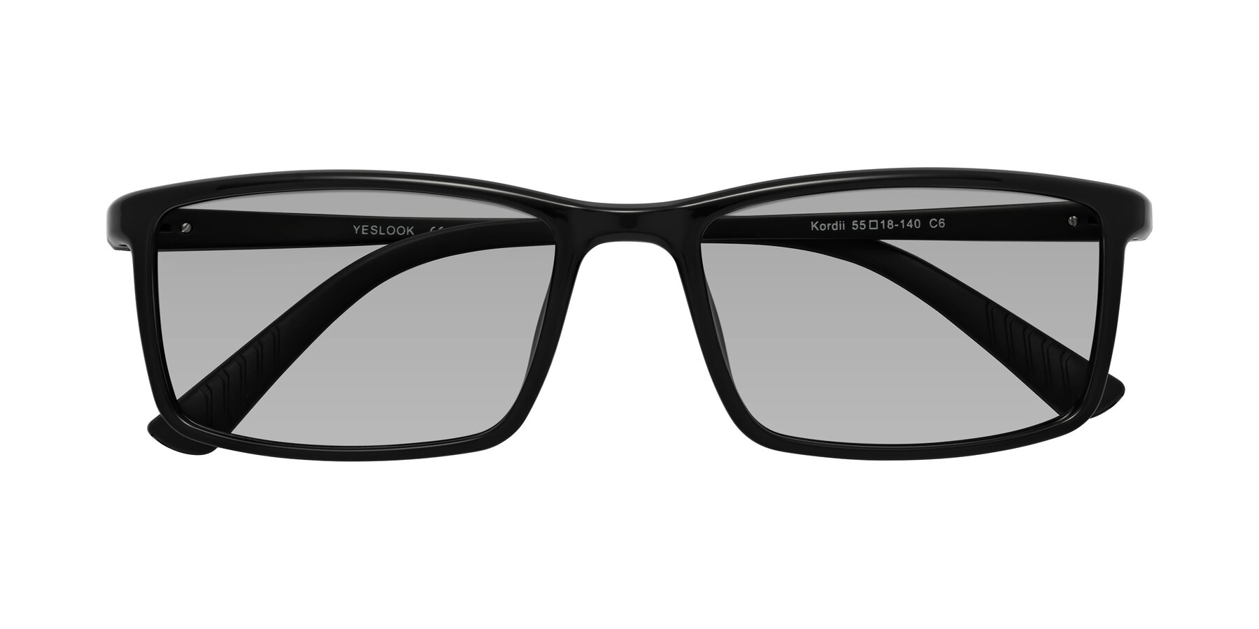 Folded Front of Kordii in Black with Light Gray Tinted Lenses