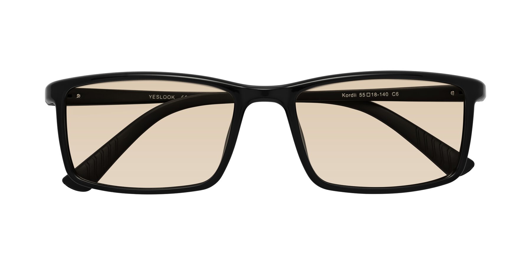 Folded Front of Kordii in Black with Light Brown Tinted Lenses